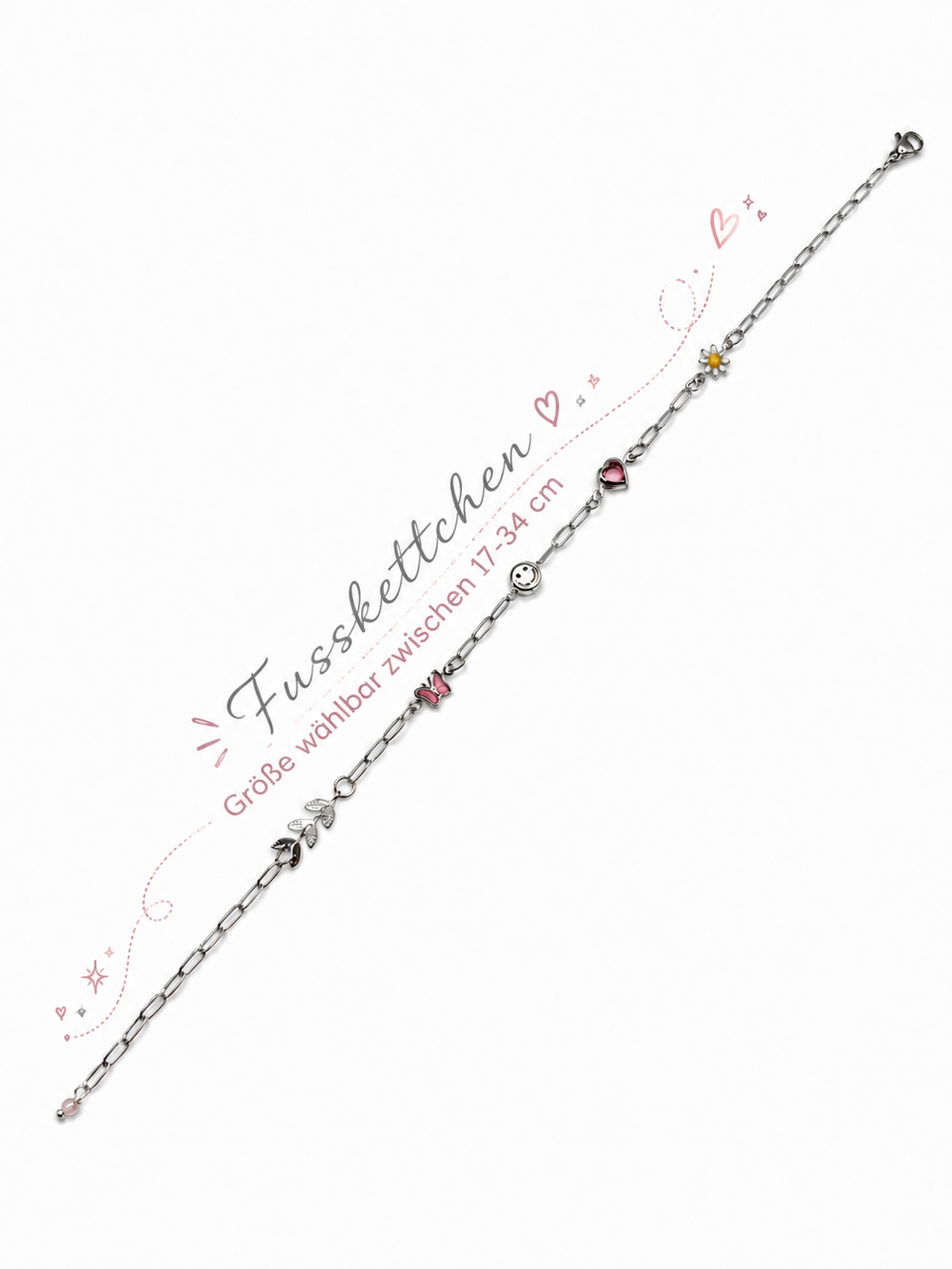 Fusskettchen, Fusskettchen Lang, Silber Fusskettchen, Fusskette, Fusskette Damen, Sommer Schmuck, Hochwertiger Modeschmuck