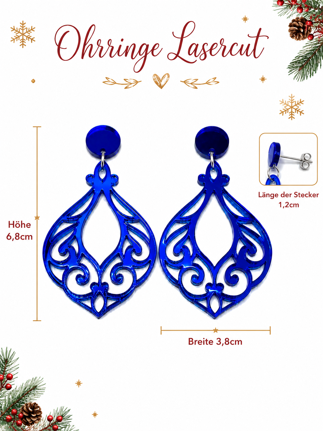 Außergewöhnliche Ohrringe Damen, Geschenk Weihnachten, Statement-ohrringe, Ohrringe Damen Hängend, Weihnachtsgeschenk für Sie