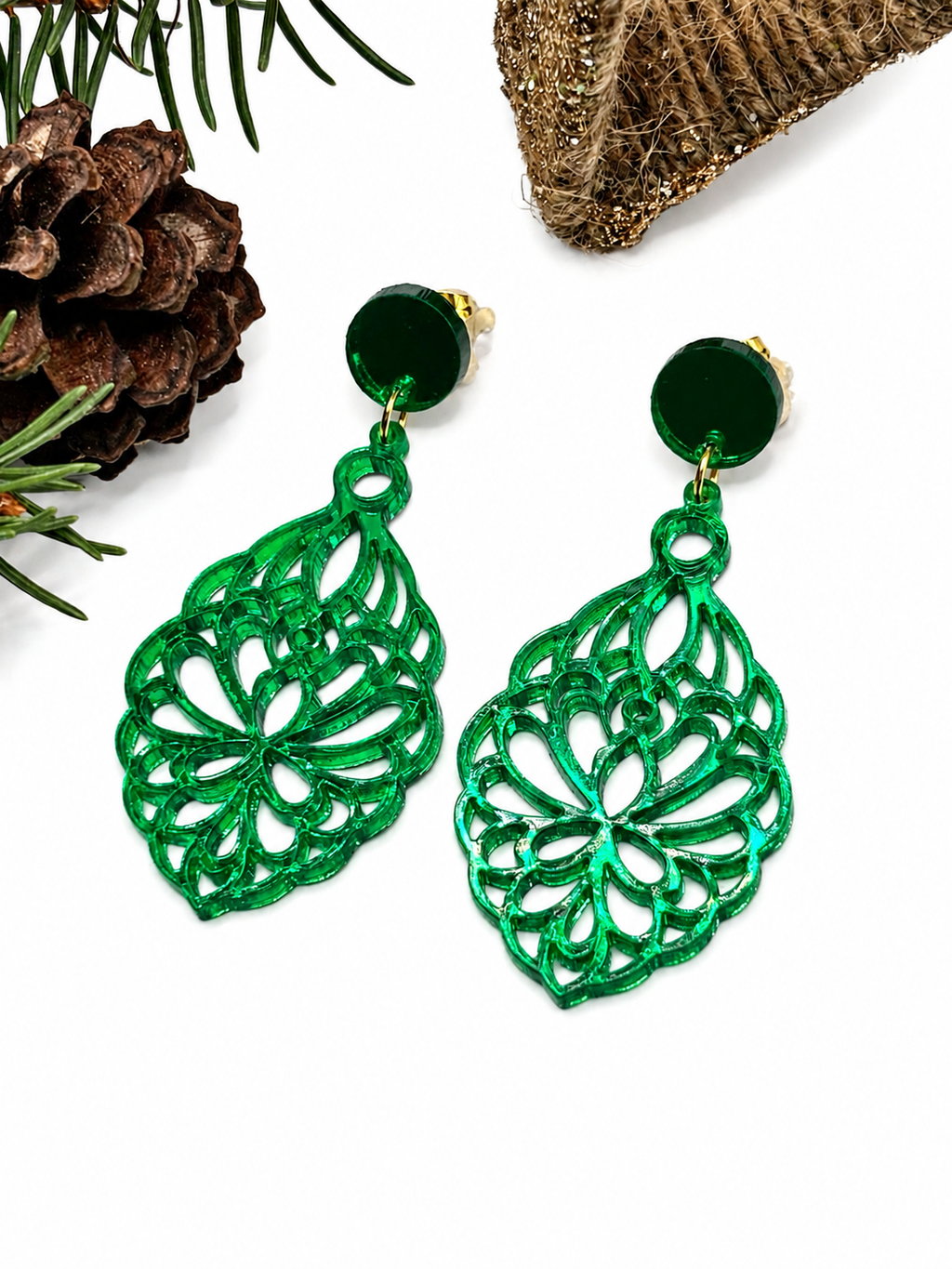 Ohrringe Damen, Statement-ohrringe, Weihnachtsgeschenk für Sie, Ohrringe Grün Hängend, Ohrringe Damen Modern, Damen Ohrringe Edelstahl