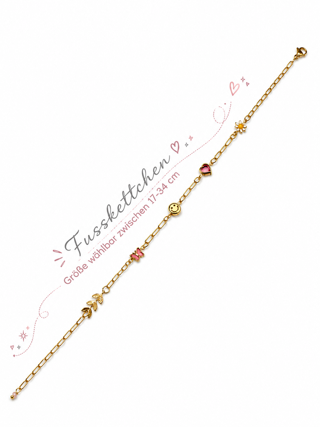 Fusskettchen, Fusskette Damen, Sommer Schmuck,Damen Fußkette, Fusskettchen Gold, Fusskettchen Lang, Kleines Geschenk für Freundinnen