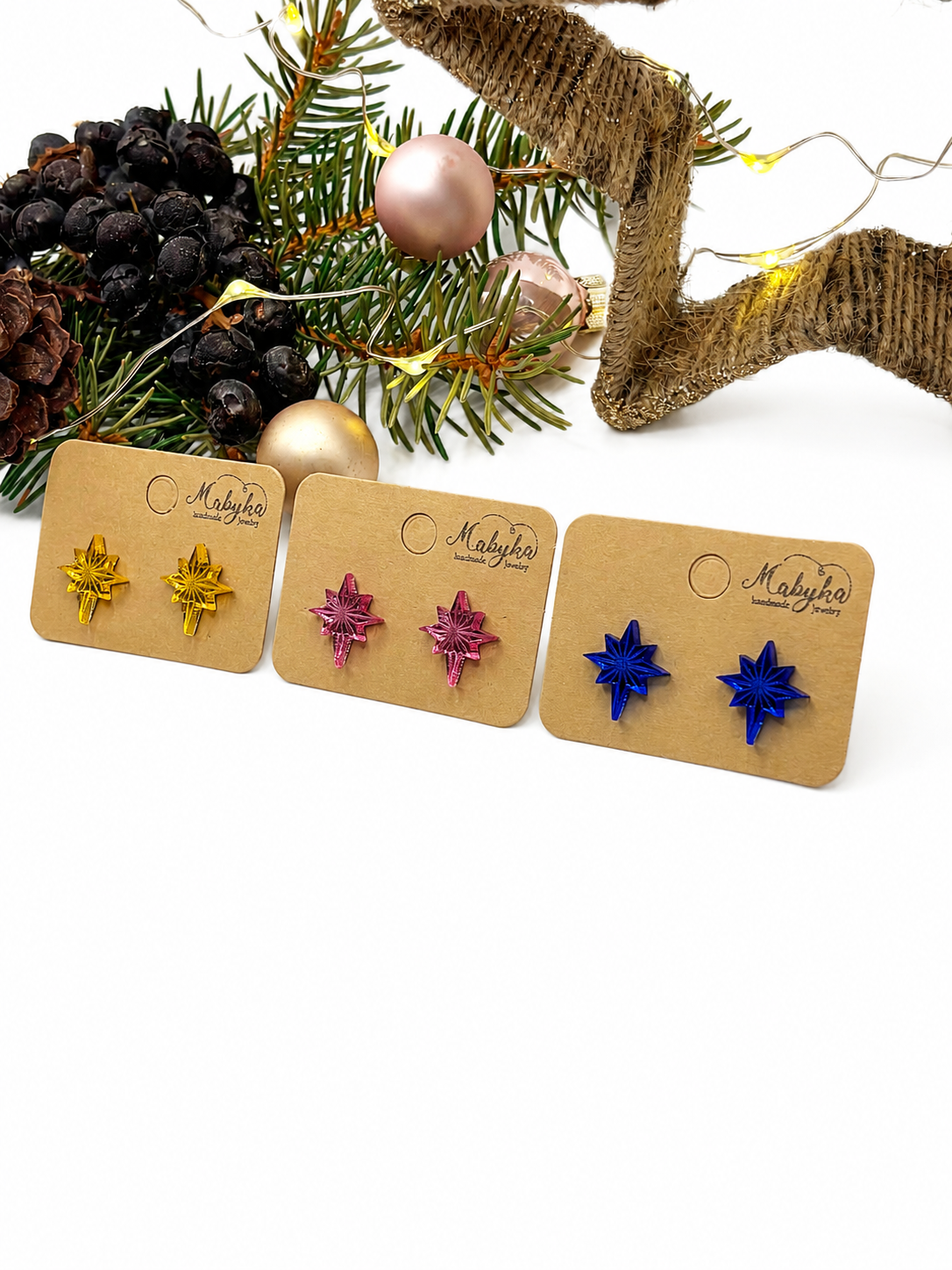 Ohrringe mit Stern, Schmuck Geschenk Frau, Geschenk Weihnachten