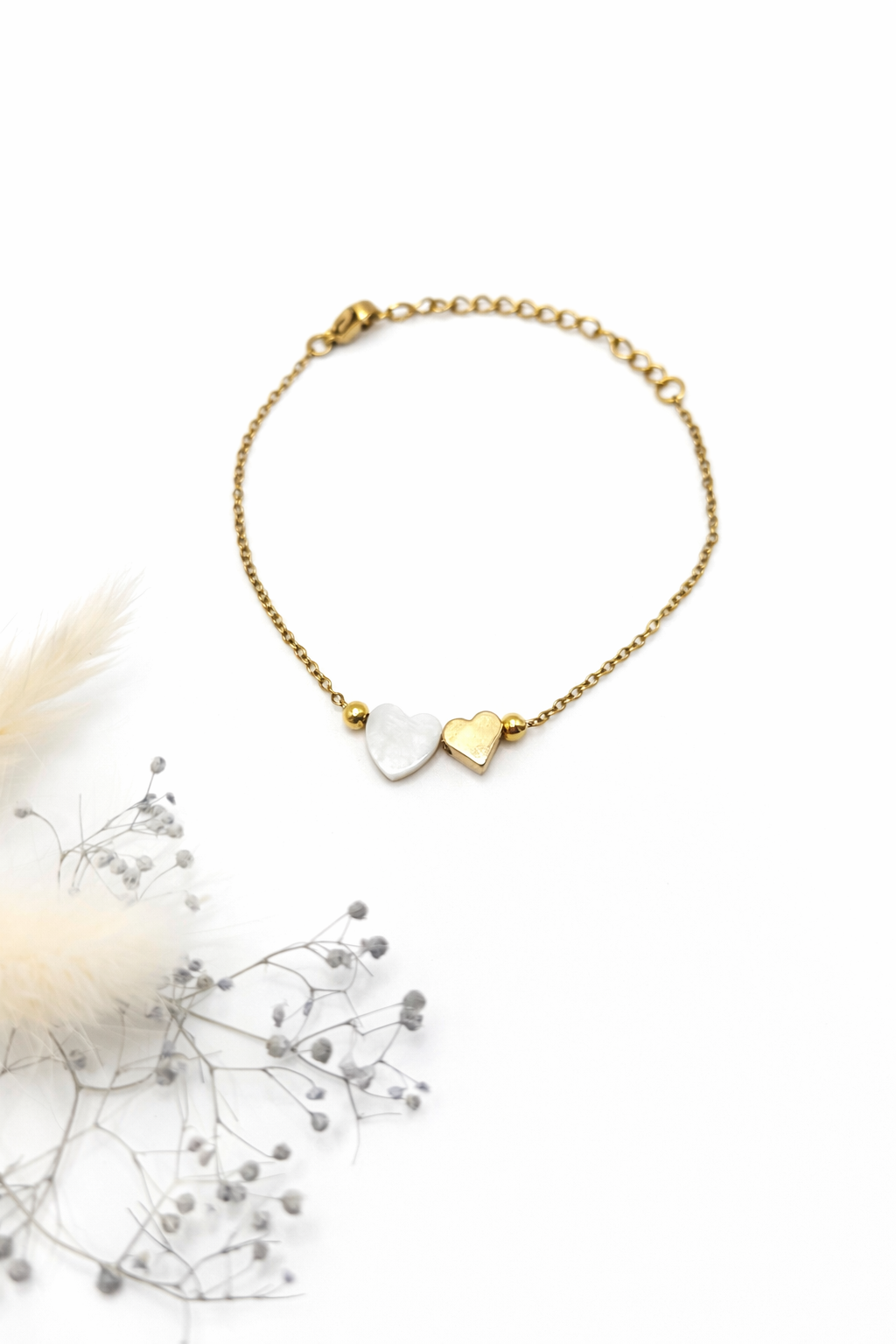 Geschenk für Damen, Gold Armband mit Herz, Ideen zum Muttertag, Armband für Frauen, Armband mit Herz, Edelstahl Armband Damen