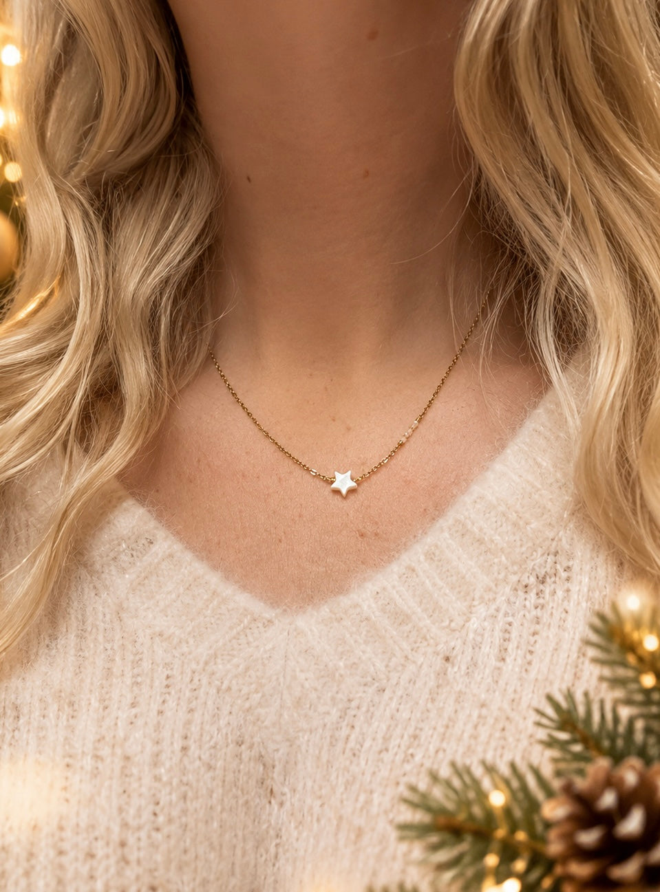 Damen Halskette, Geschenk Weihnachten, Halskette mit Stern