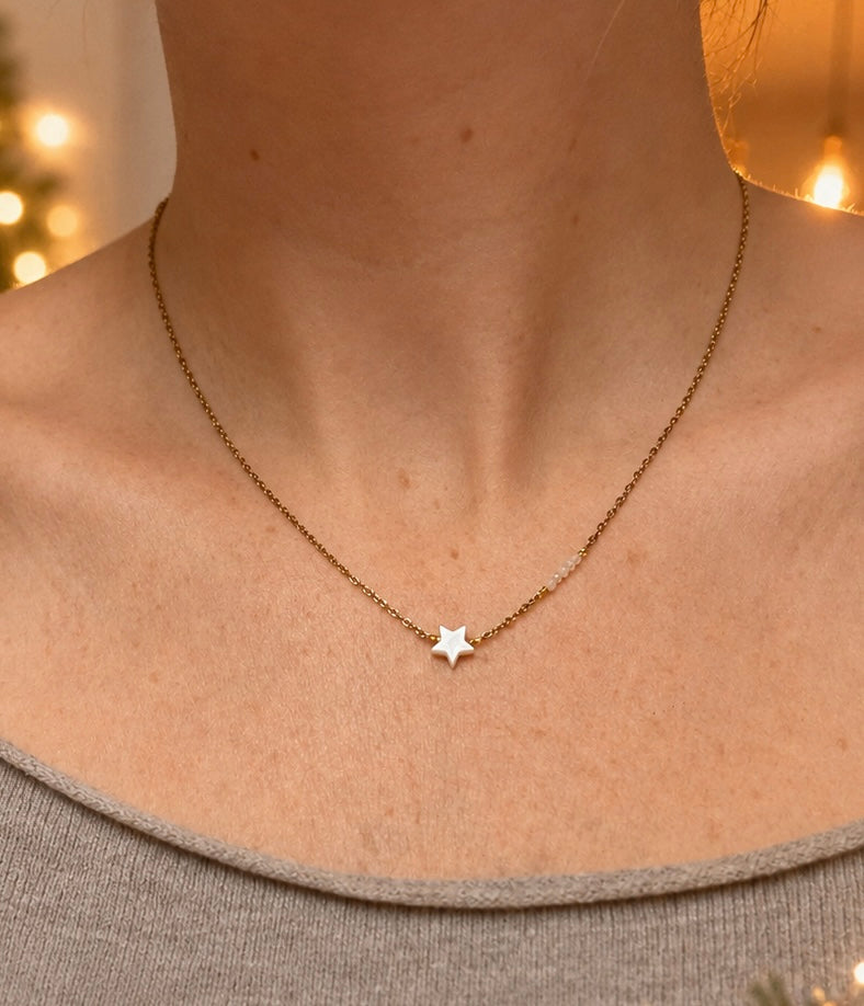 Damen Halskette, Geschenk Weihnachten, Halskette mit Stern