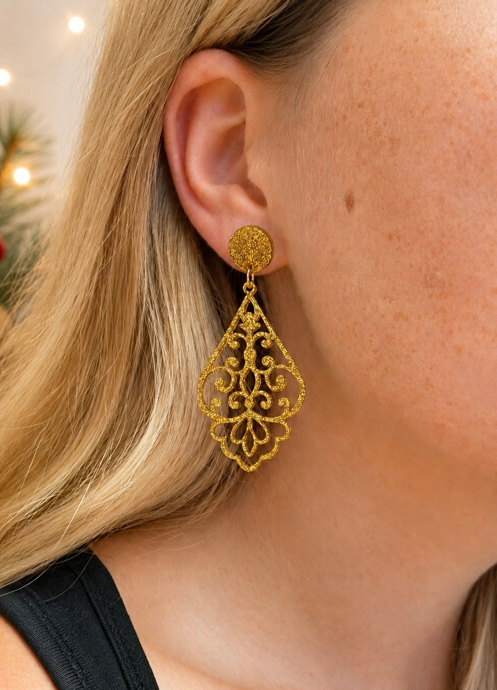 Damen Ohrringe Gold, Geschenk Weihnachten, Ohrringe Damen Modern, Ohrringe Damen Hängend, Ohrringe für Damen, Statement-ohrringe