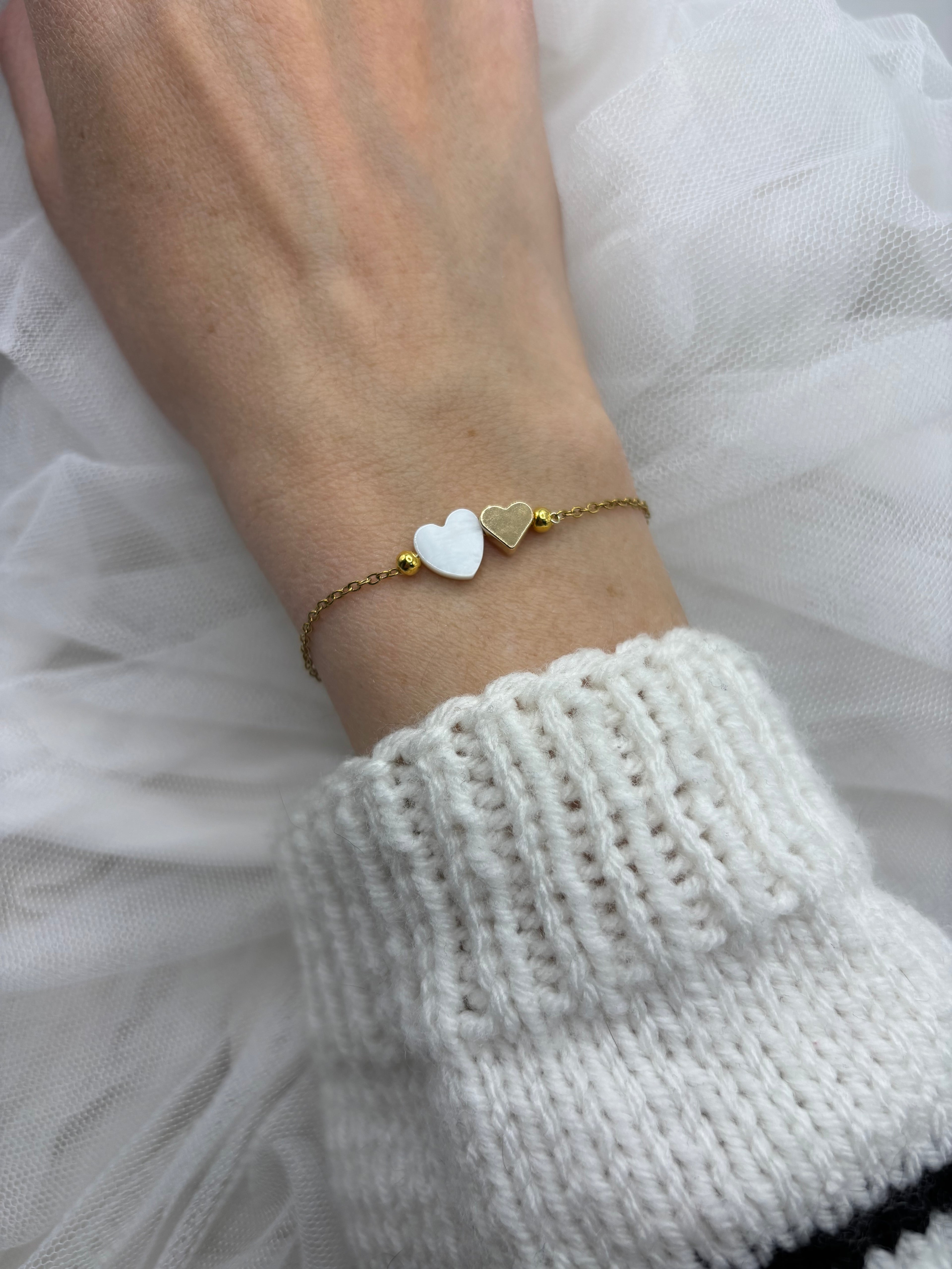 Geschenk für Damen, Gold Armband mit Herz, Ideen zum Muttertag, Armband für Frauen, Armband mit Herz, Edelstahl Armband Damen