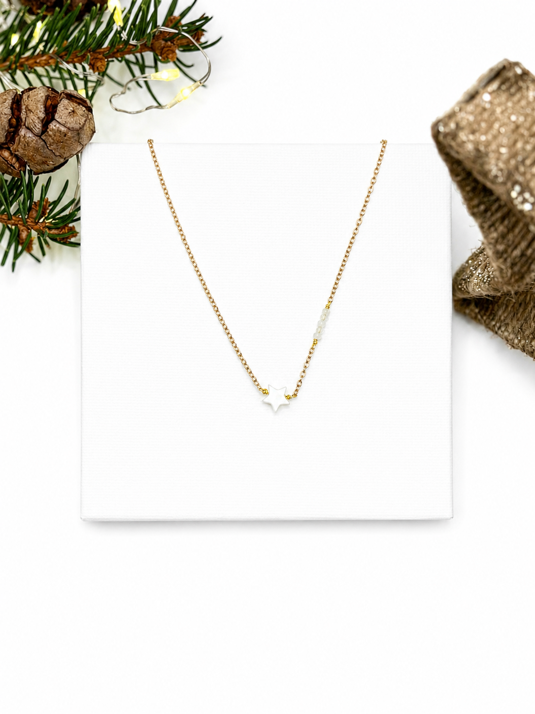 Damen Halskette, Geschenk Weihnachten, Halskette mit Stern