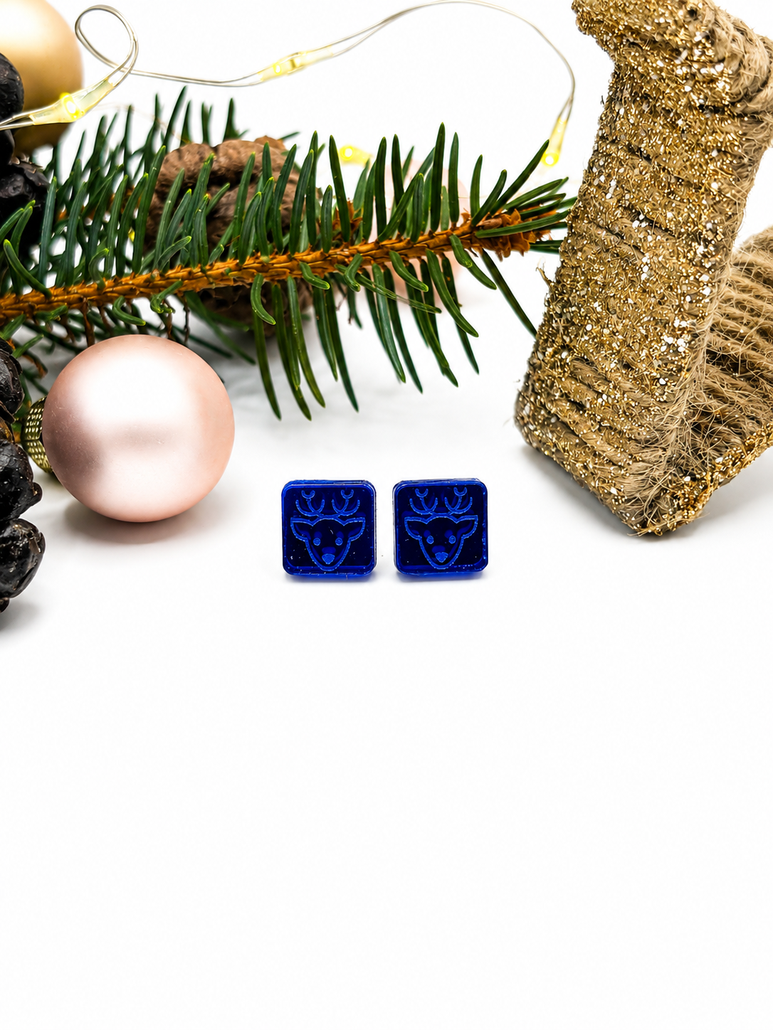 Ohrstecker, Weihnachtsschmuck für Damen, Wichtelgeschenk Frau, Blau