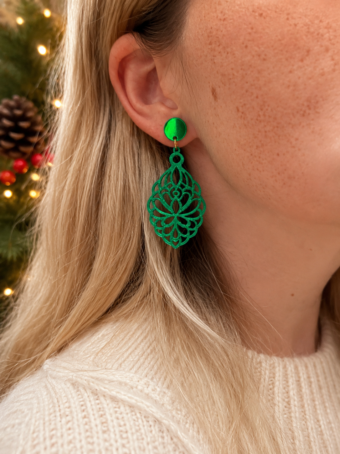 Ohrringe Damen, Statement-ohrringe, Weihnachtsgeschenk für Sie, Ohrringe Grün Hängend, Ohrringe Damen Modern, Damen Ohrringe Edelstahl