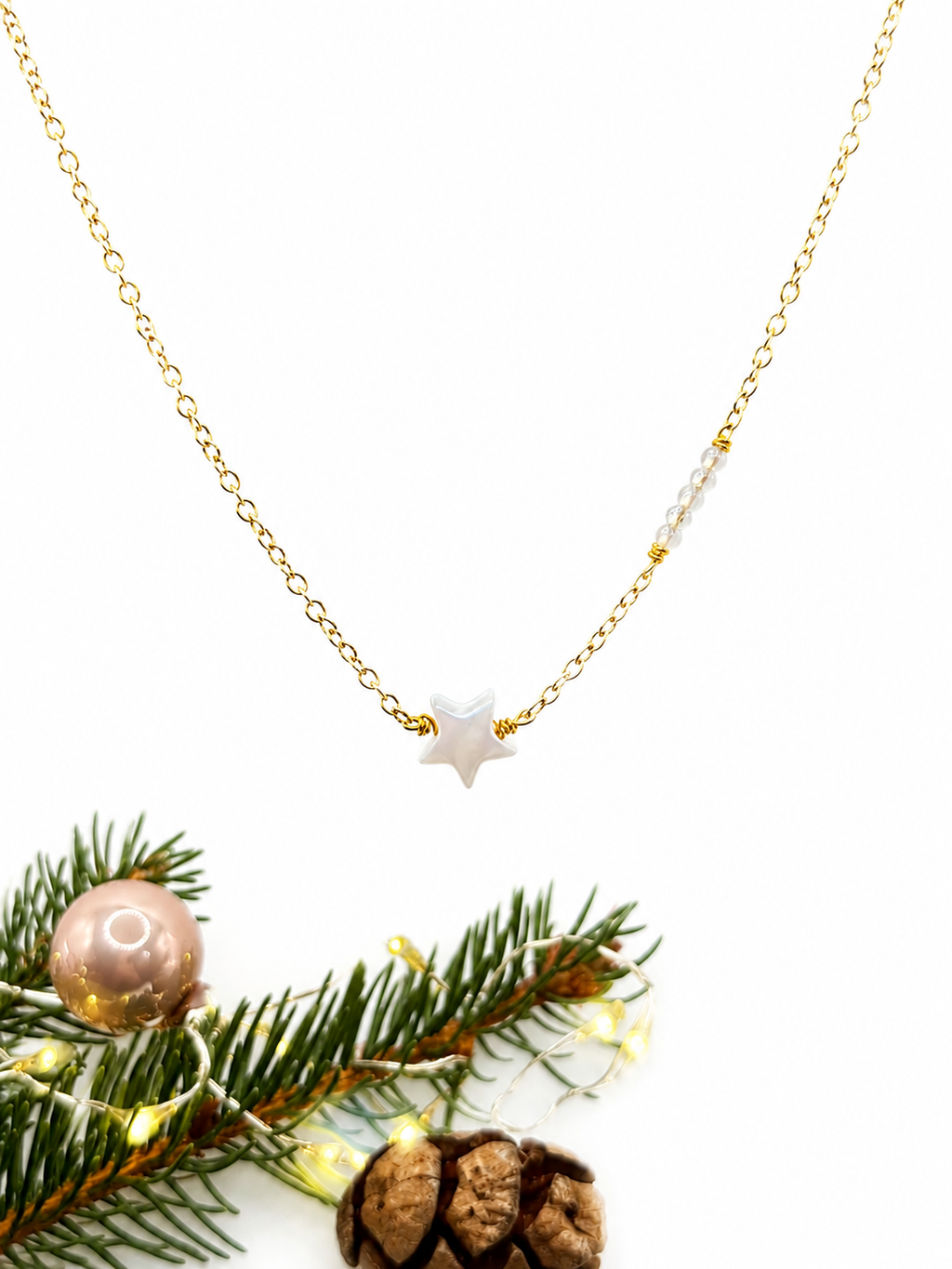Damen Halskette, Geschenk Weihnachten, Halskette mit Stern