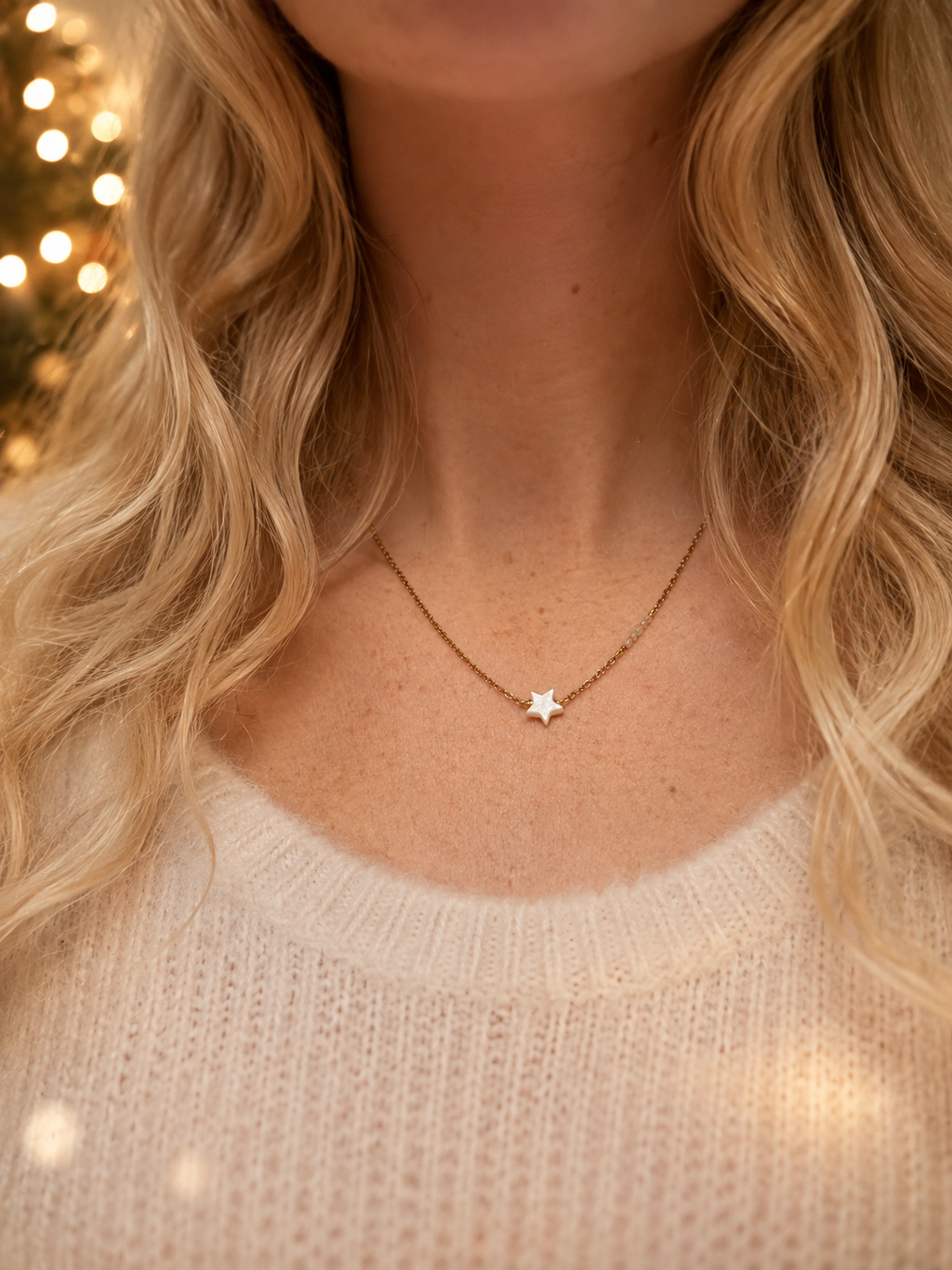 Damen Halskette, Geschenk Weihnachten, Halskette mit Stern