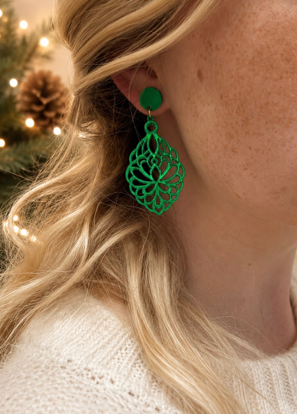 Ohrringe Damen, Statement-ohrringe, Weihnachtsgeschenk für Sie, Ohrringe Grün Hängend, Ohrringe Damen Modern, Damen Ohrringe Edelstahl