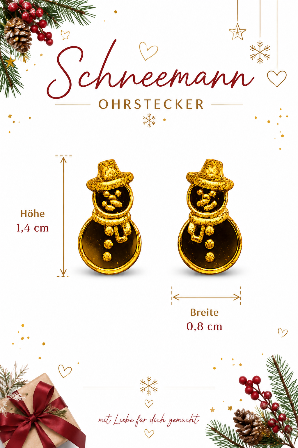 Ohrstecker Weihnachten, Geschenkidee für Damen, Kleines Geschenk Weihnachten, Ohrstecker, Kleines Wichtelgeschenk, Wichtelgeschenk Frau