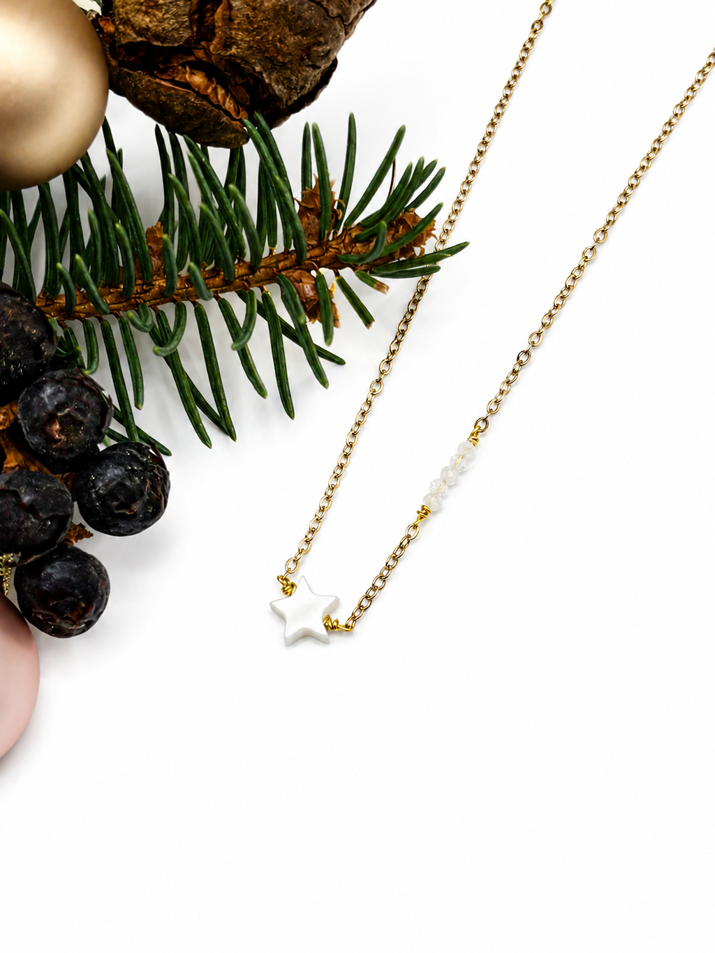 Damen Halskette, Geschenk Weihnachten, Halskette mit Stern, Edelstahl Kette, Schmuck Weihnachten, Weihnachtsgeschenk Freundin
