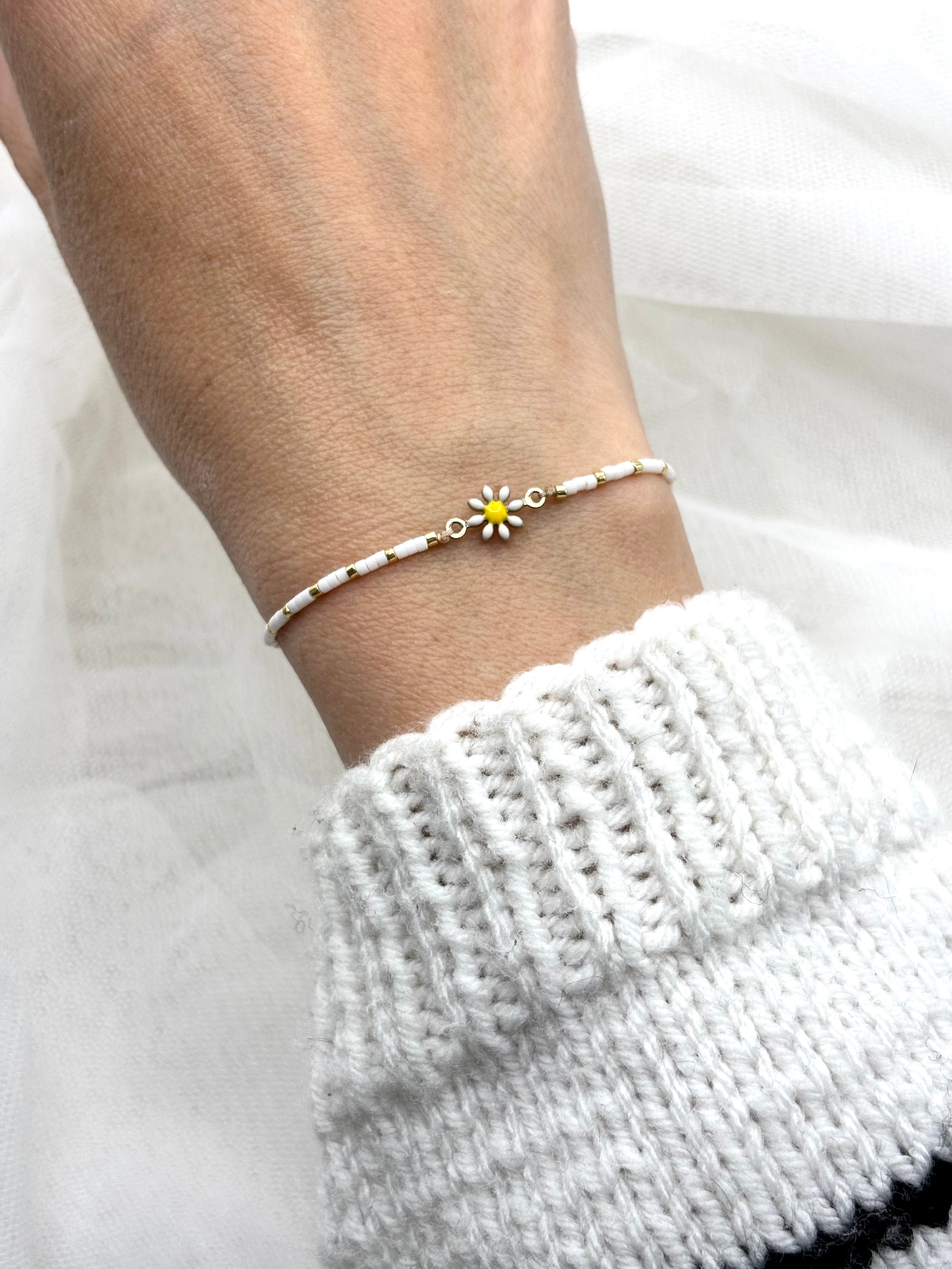 Armband für Damen, Armband mit Blume, Blumen Perlen Armband, Armband Perlen, Damen Armband Perlen