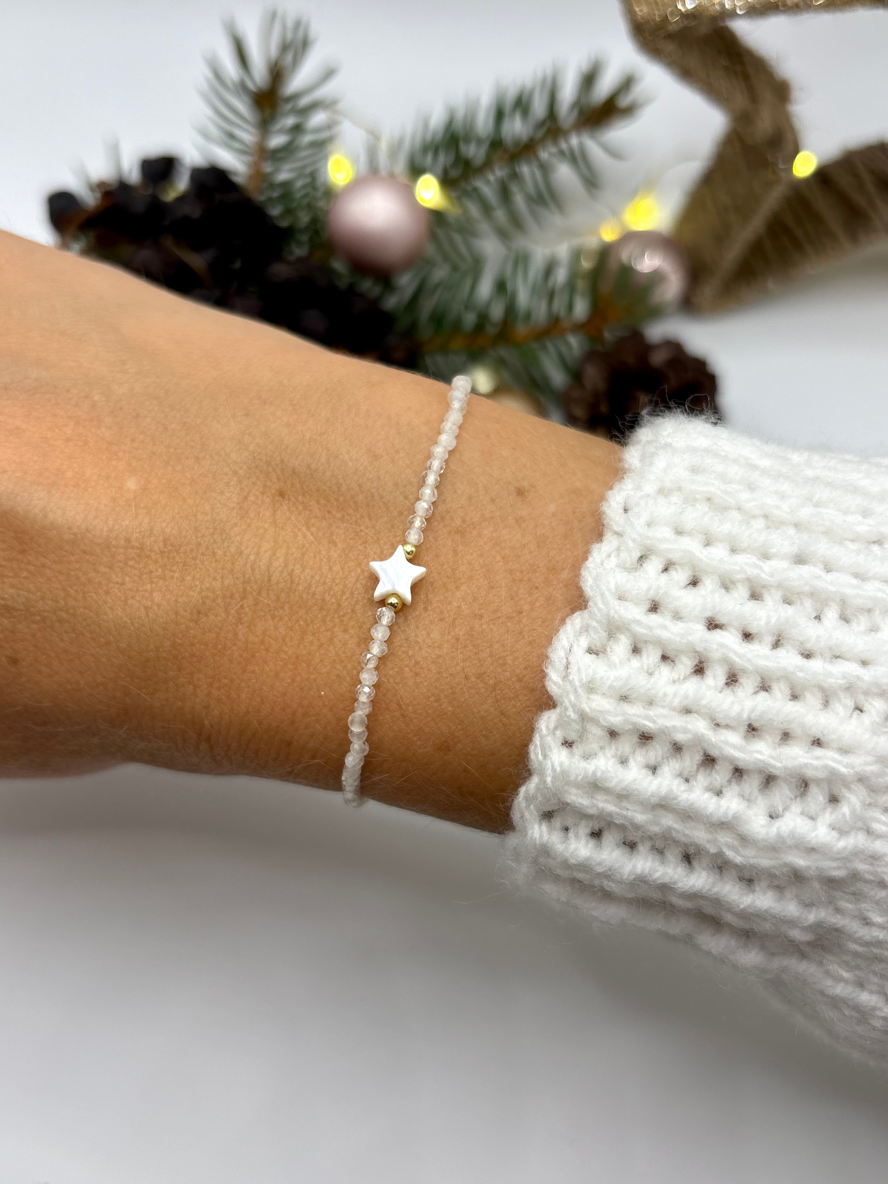 Bergkristall Armband, Edelstein Armband, Kleine Weihnachtsgeschenke, Armband für Damen, Kleines Geschenk Weihnachten, Wichtelgeschenk Frau