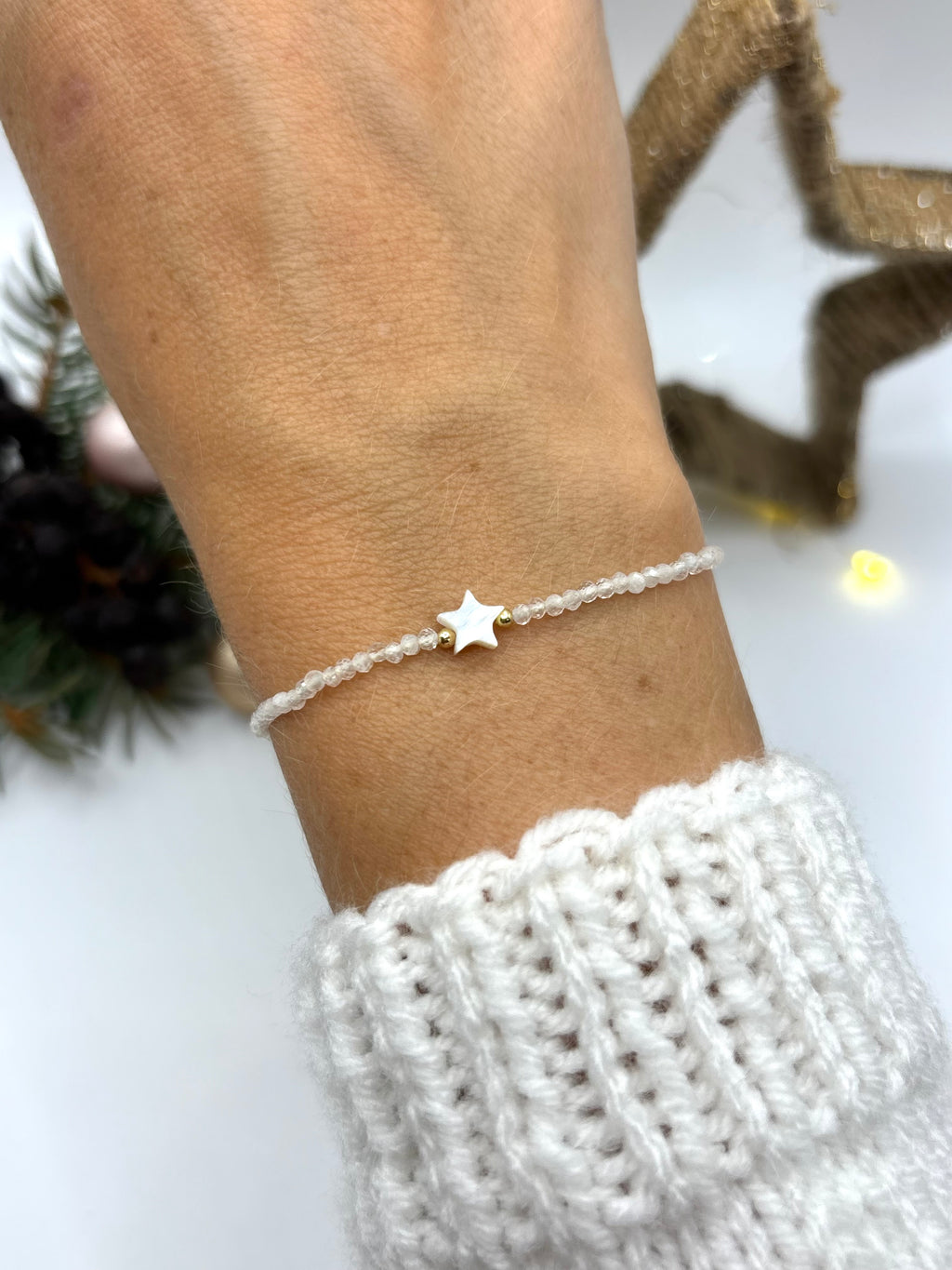 Bergkristall Armband, Edelstein Armband, Kleine Weihnachtsgeschenke, Armband für Damen, Kleines Geschenk Weihnachten, Wichtelgeschenk Frau